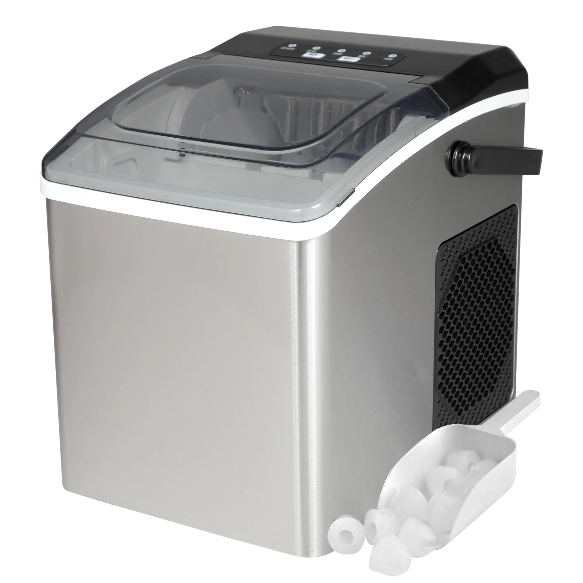 Koolatron Countertop Ice Machine | Portable Ice Maker | 26Lbs/24Hrs | 9 Ice Cubes Ready in 6 Mins | 2 Sizes Of Ice Pellets | Ice Scoop & Basket Included | Self-Cleaning | Stainless Steel