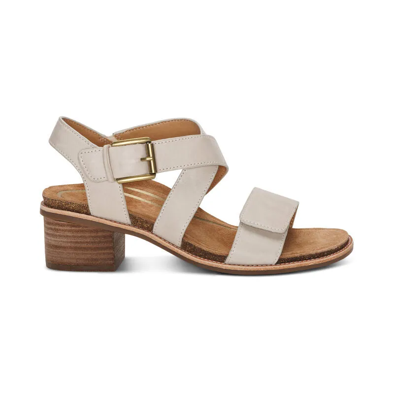 Kristin Adjustable Cross Strap Low Heel Sandal in Ivory