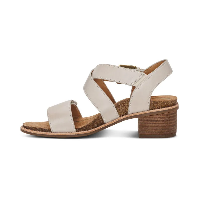 Kristin Adjustable Cross Strap Low Heel Sandal in Ivory