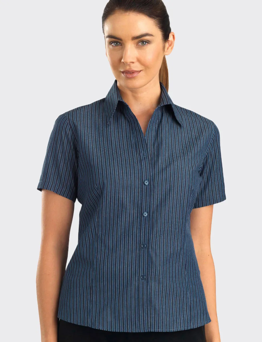 Ladies Bold Stripe Slate Blouse