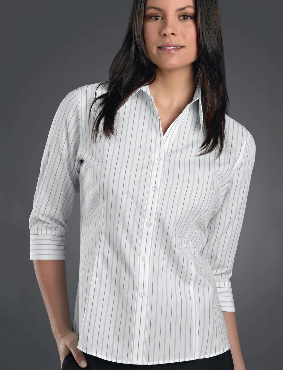 Ladies Grey Classic Stripe Blouse