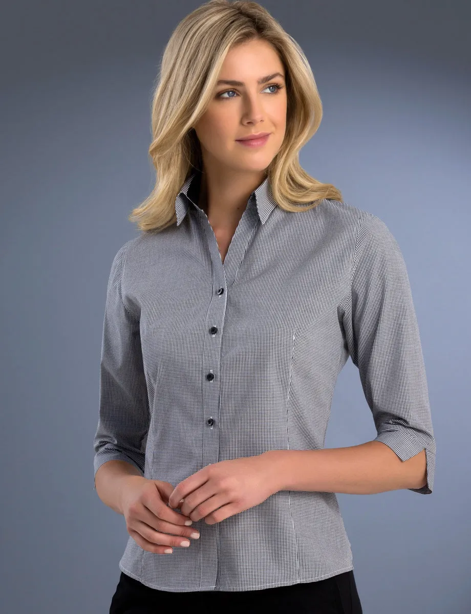 Ladies Small Check Slim Fit Blouse