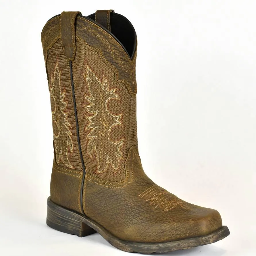 Laredo Square Toe Brown Shoulder Leather Cowboy Boots 4-17