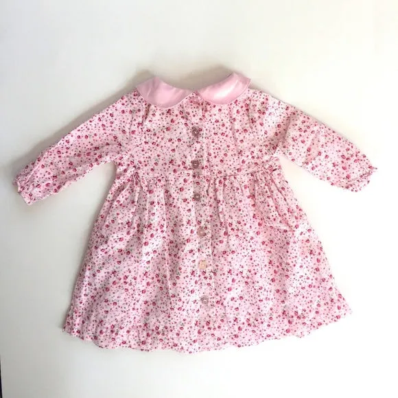 Laura Ashely Pink Floral Long-Sleeve Dress 6 Months