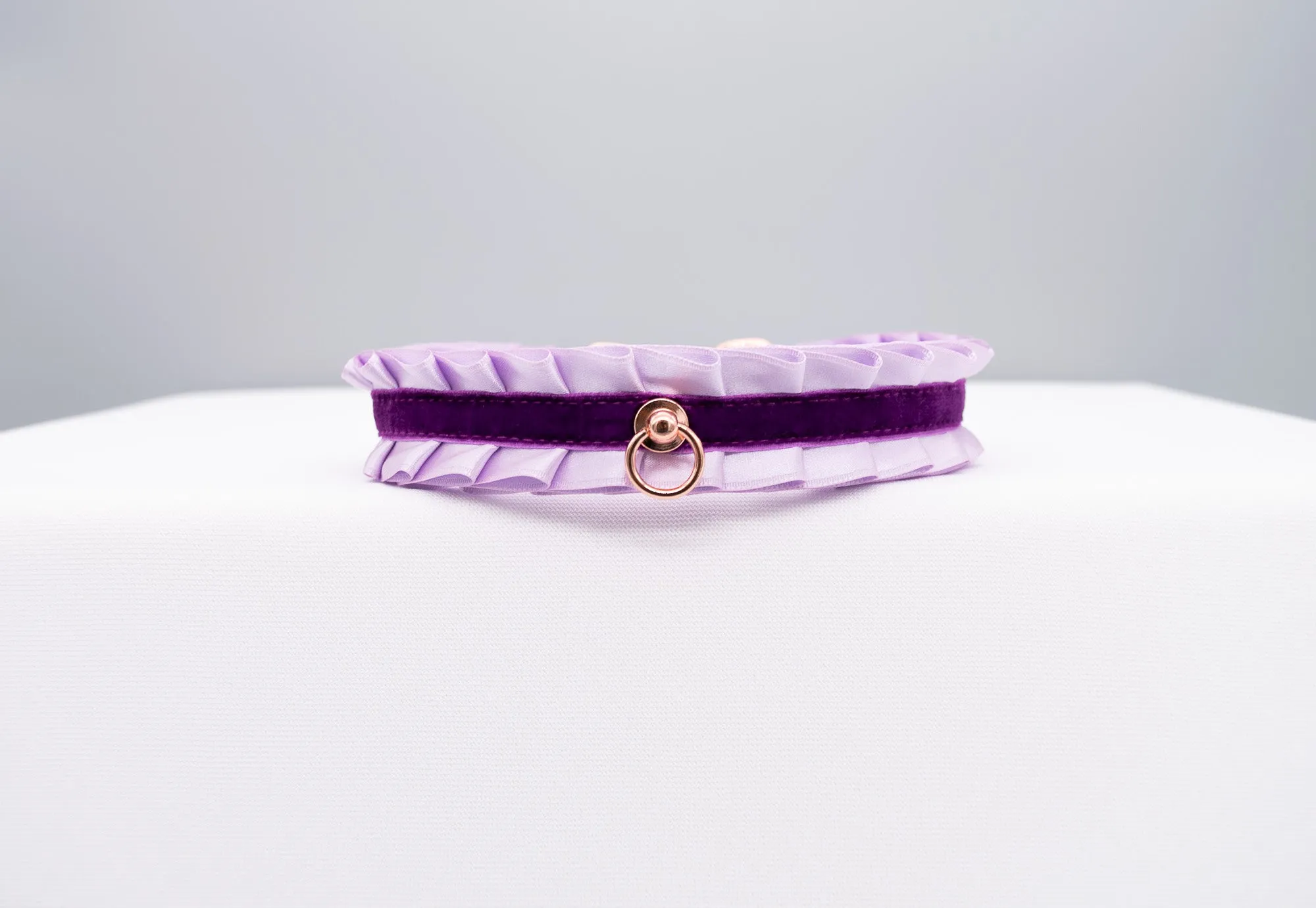 Lilac and Regal Purple Velvet Collar and Leash BDSM Set