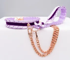 Lilac and Regal Purple Velvet Collar and Leash BDSM Set