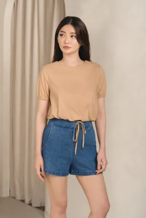 Loelle Drawstring Top in Brown