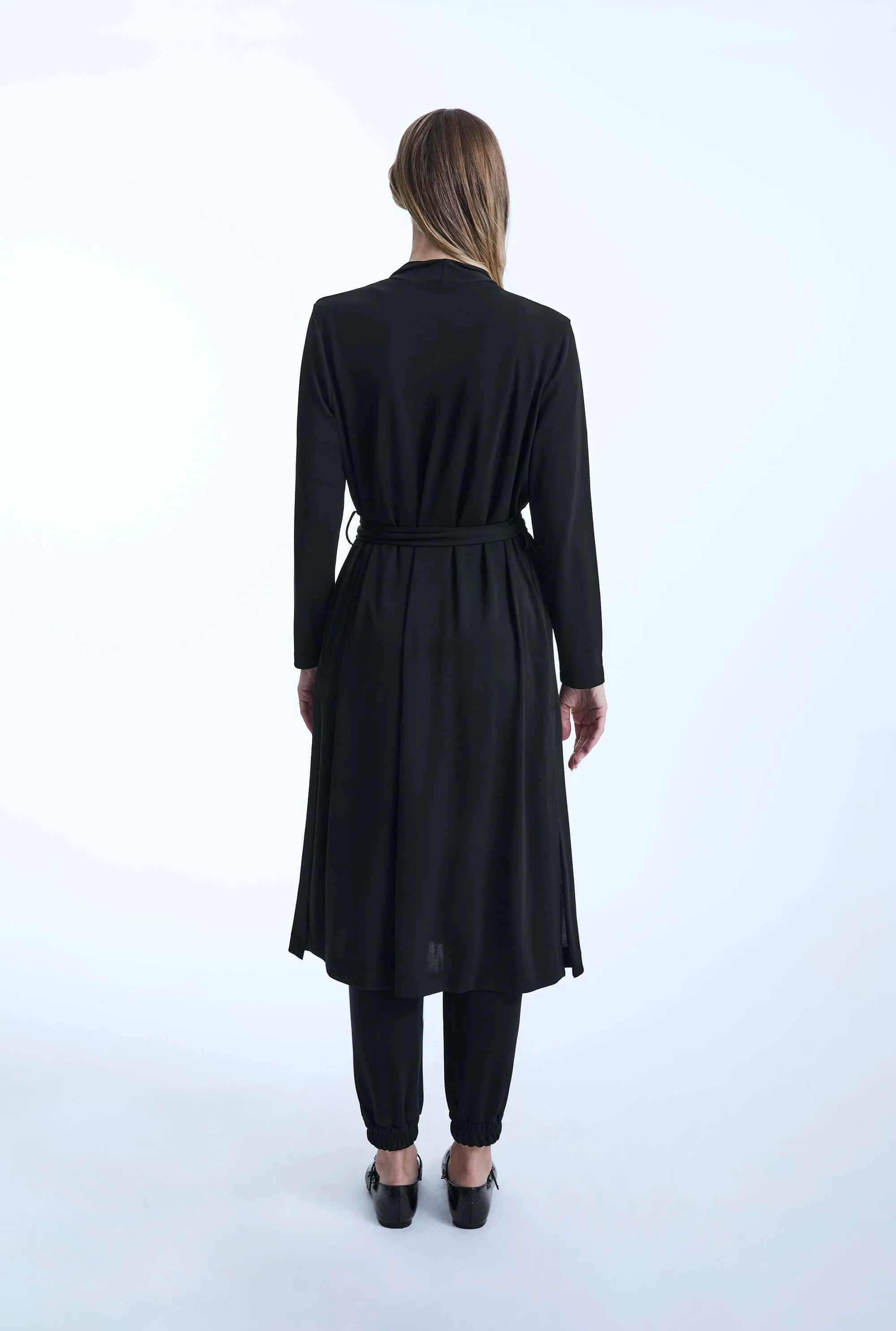 Long Black Jersey Cardigan