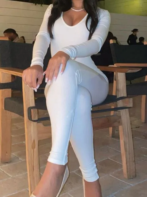 Long Sleeve Scoop Neck Jumpsuit