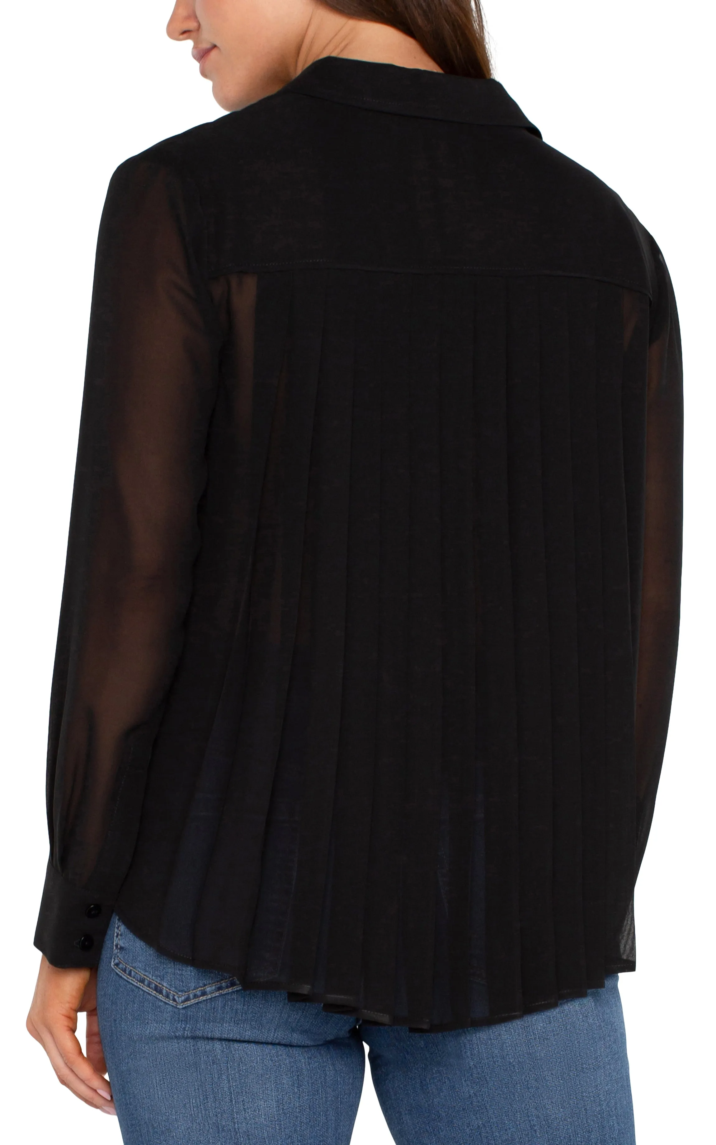 LONG SLEEVE SHIRT WITH PLEAT BACK