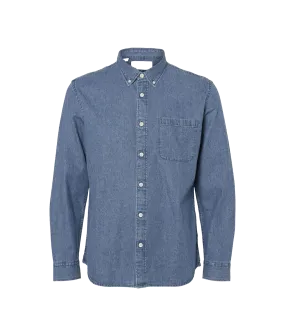 Long-sleeved Denim Shirt - Blue