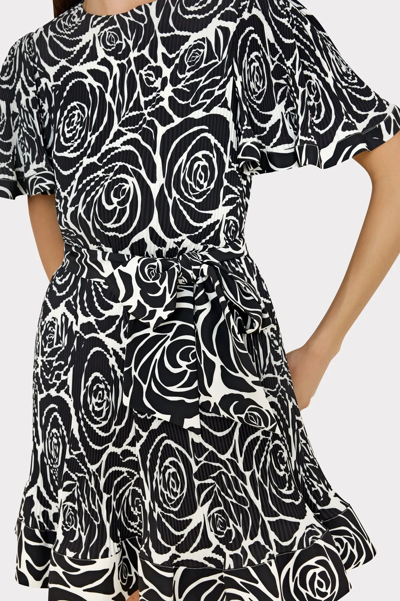 Lumi Black Rose Pleated Dress