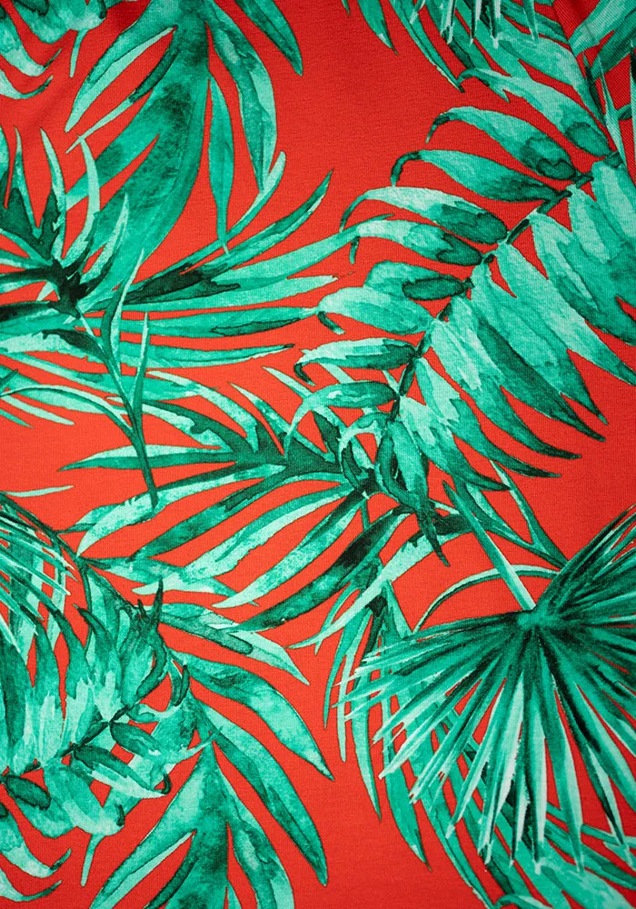 Marisol Palm Leaves Print Cotton Playsuit