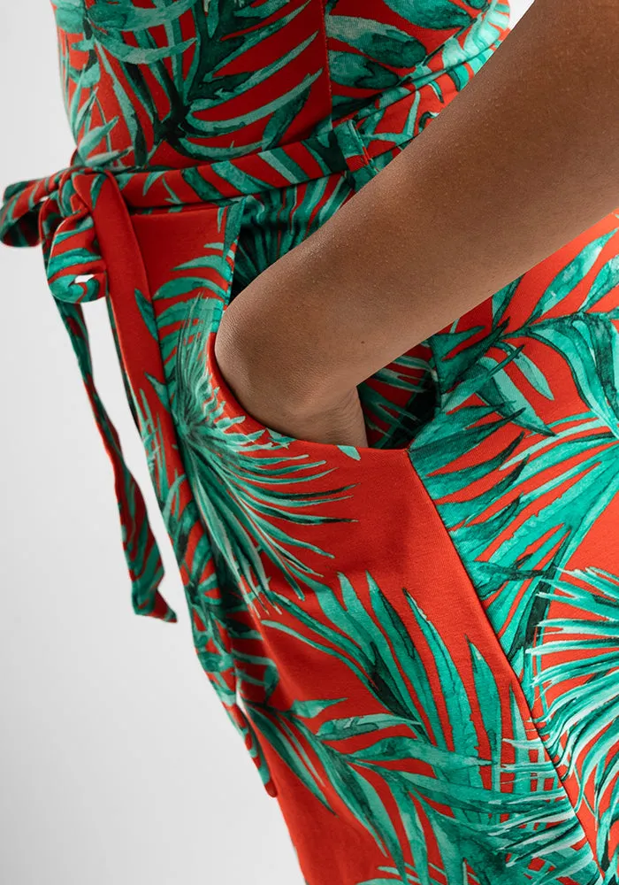 Marisol Palm Leaves Print Cotton Playsuit