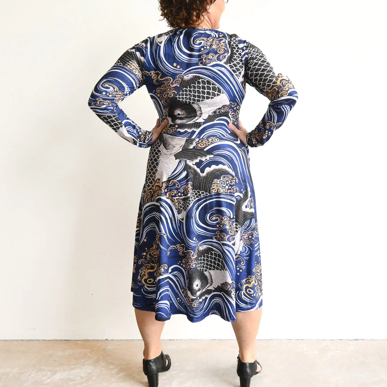 Masterpiece Midi Dress in Stretch Jersey - Koi Spirit