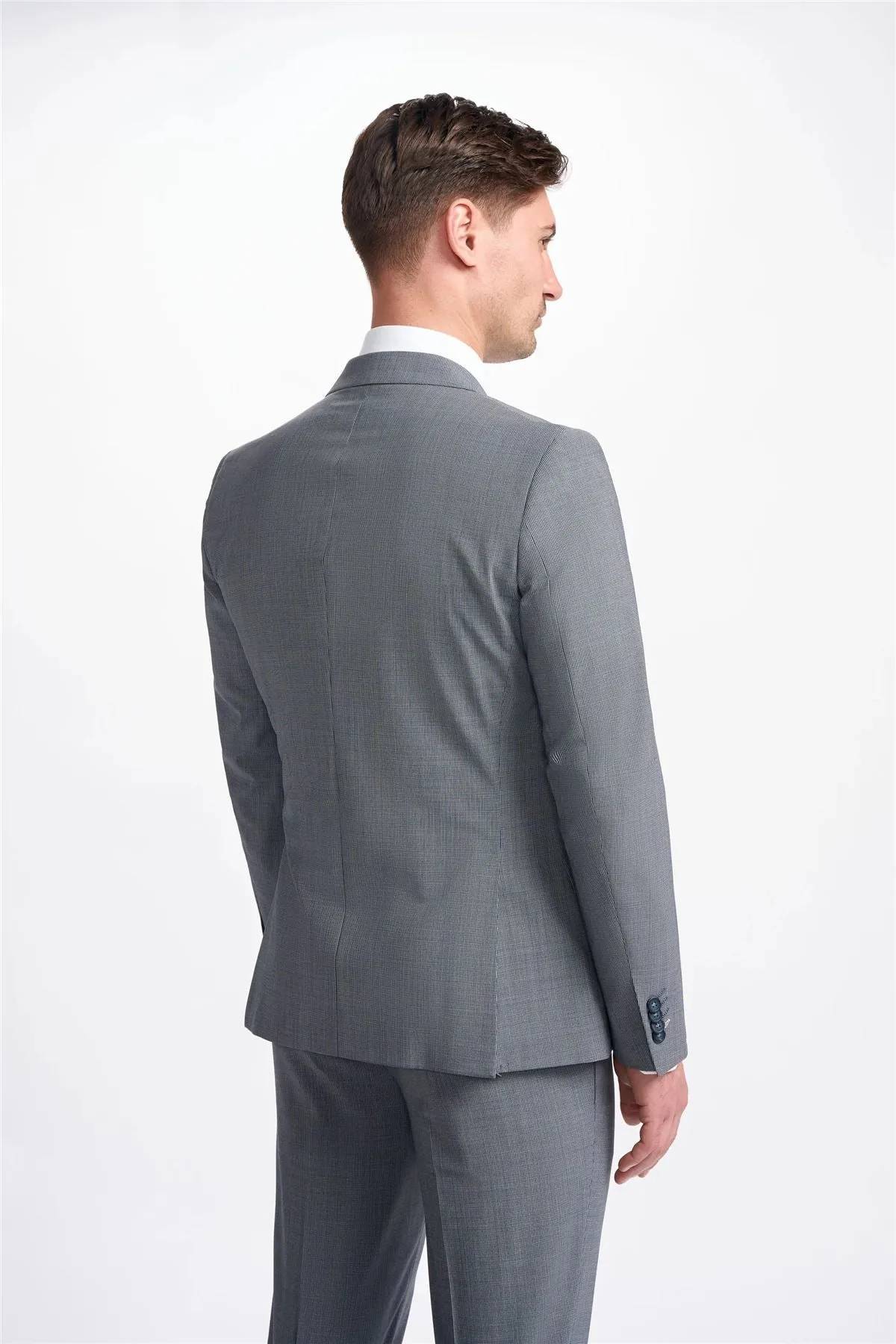 Men's Suit Grey 2 Piece Double Breasted Tailored Fit Formal Wedding Dress