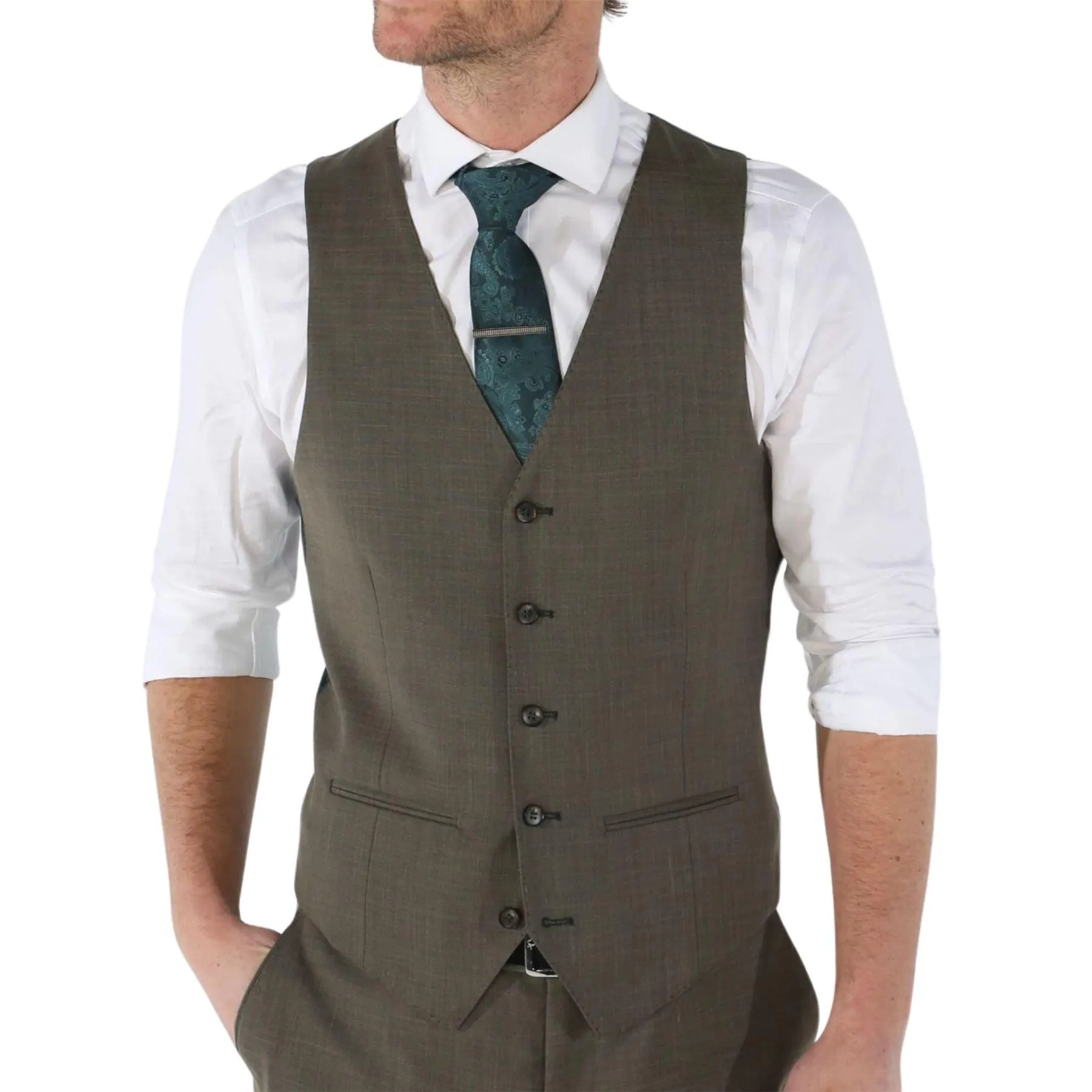 Men's Waistcoat Sage Green Tailored Fit Summer Wedding Vest