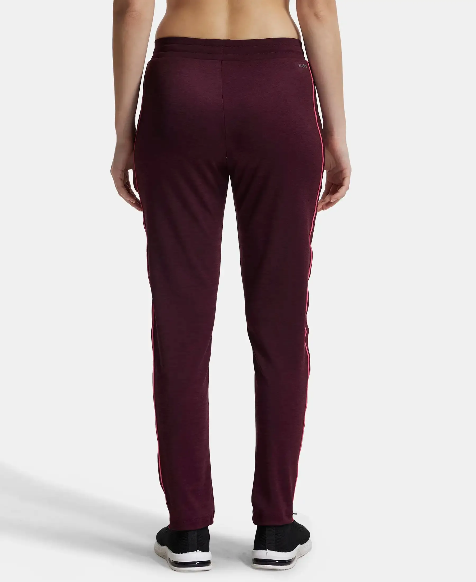 Microfiber Fabric Straight Fit Trackpants with Side Zipper Pockets - Wine Tasting