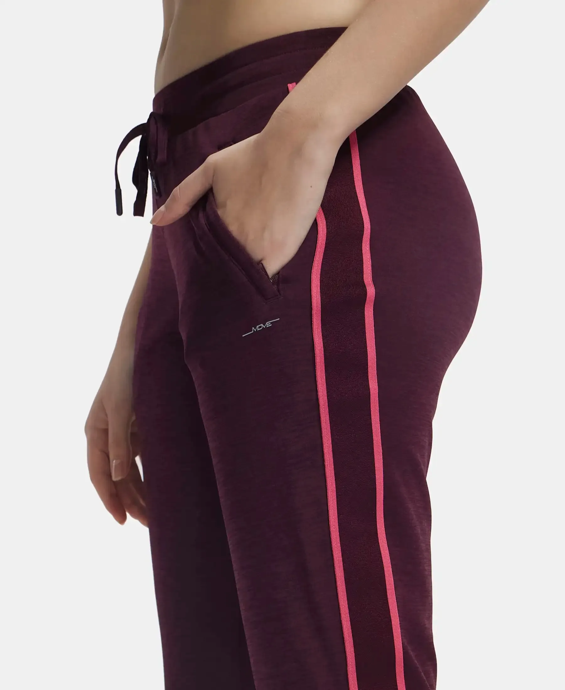 Microfiber Fabric Straight Fit Trackpants with Side Zipper Pockets - Wine Tasting