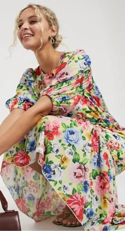 Midi Tea Lemon Floral Dress