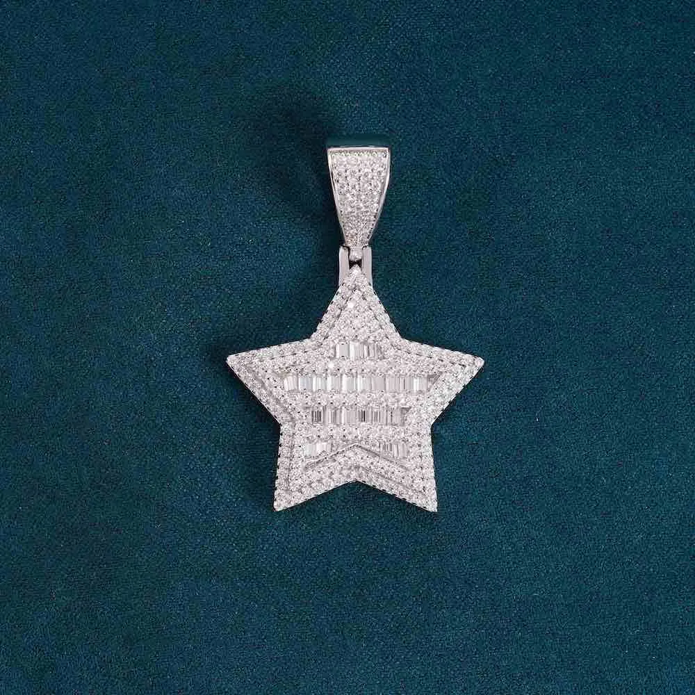 Moissanite Star Pendant 14K Gold