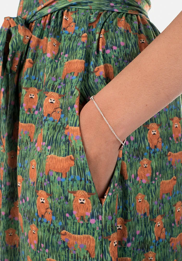 Morag Highland Cow Print Dress