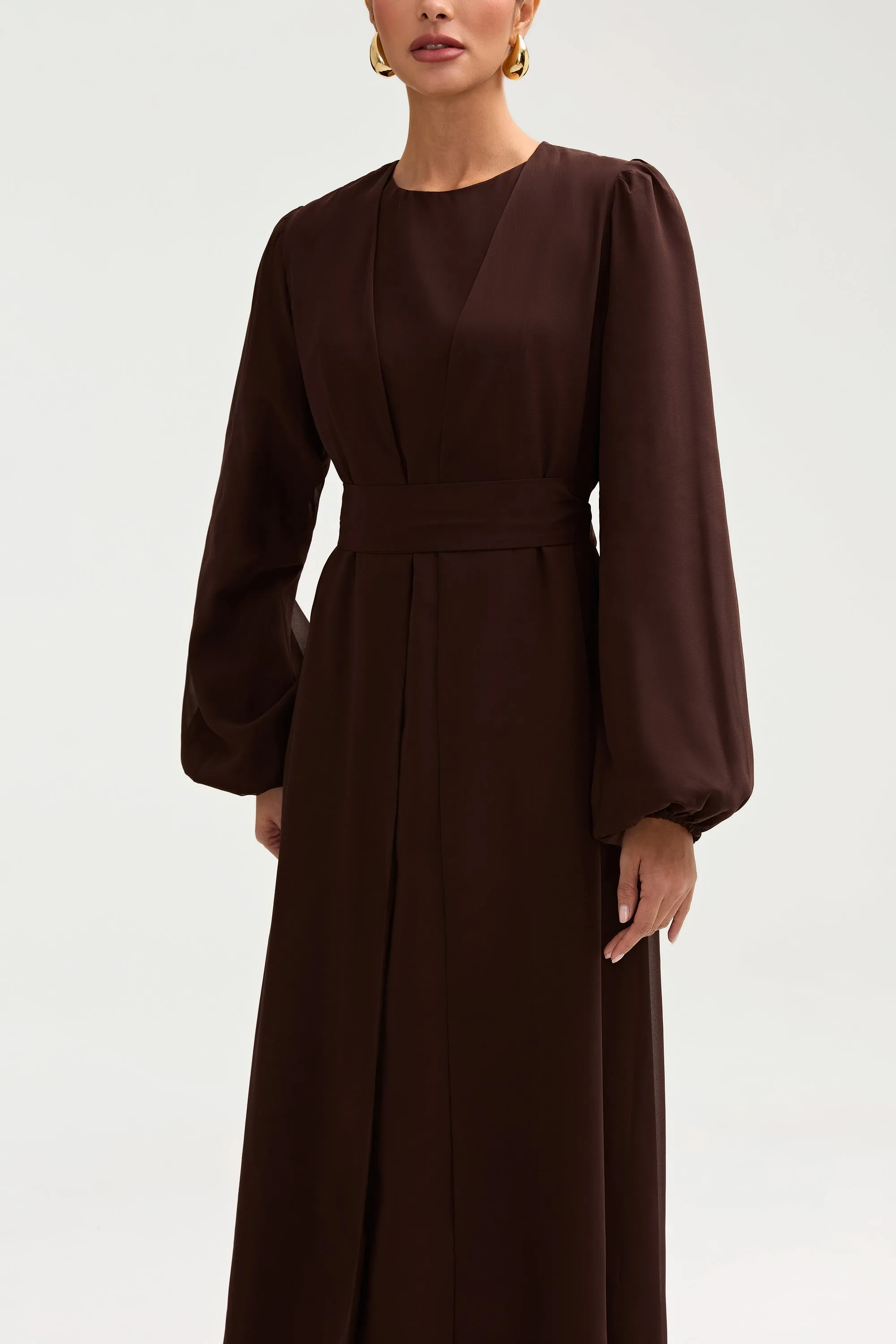 Najma Chiffon Abaya - Cocoa Brown