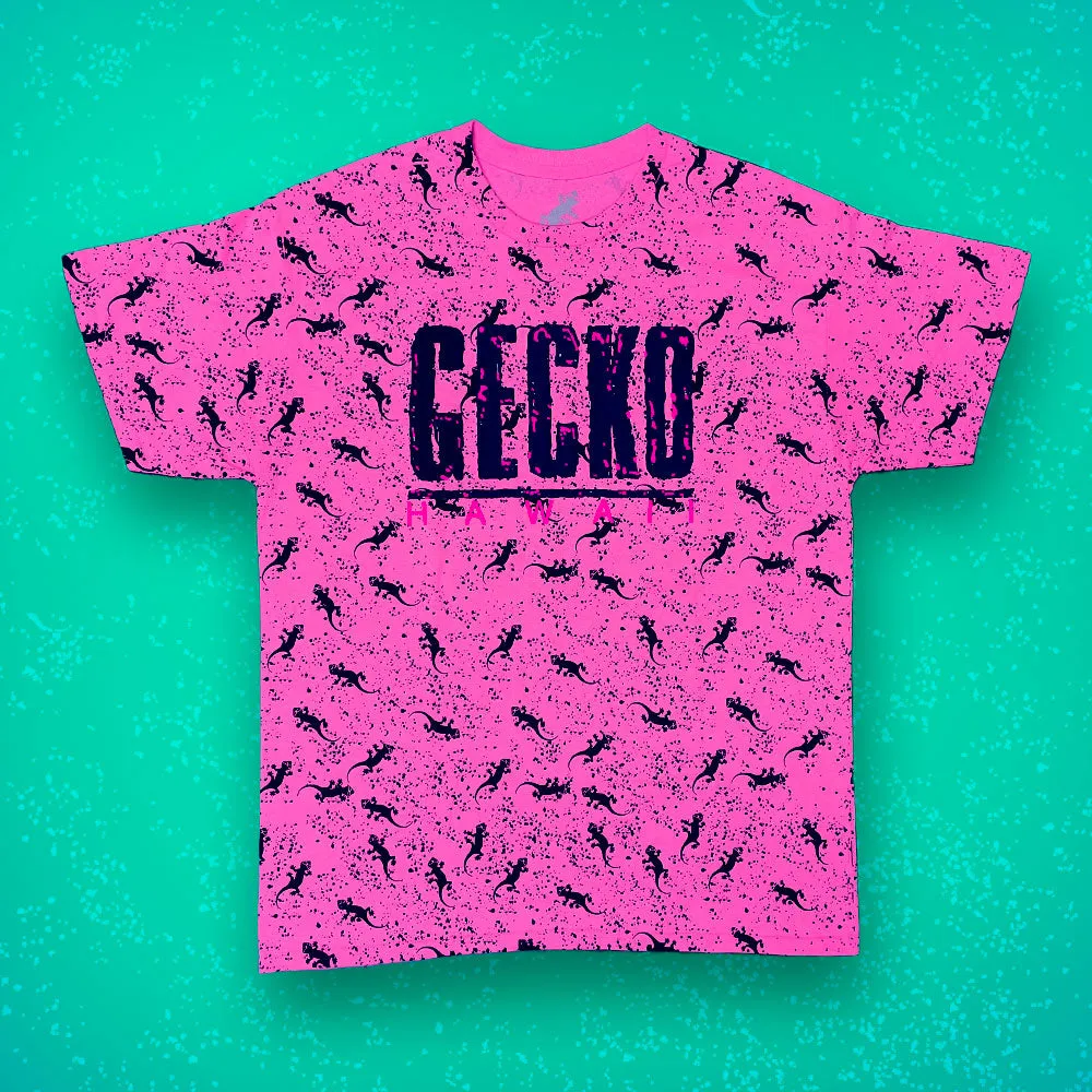 Neon Pink Forever Gecko Puffed Lava Tee