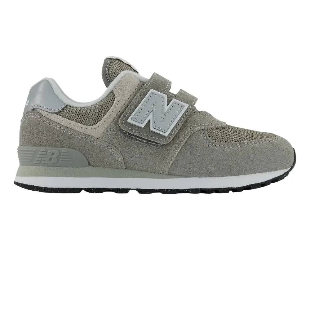 New Balance Little Boys 574 Core Hook & Loop Velcro Sneaker Grey / White Wide