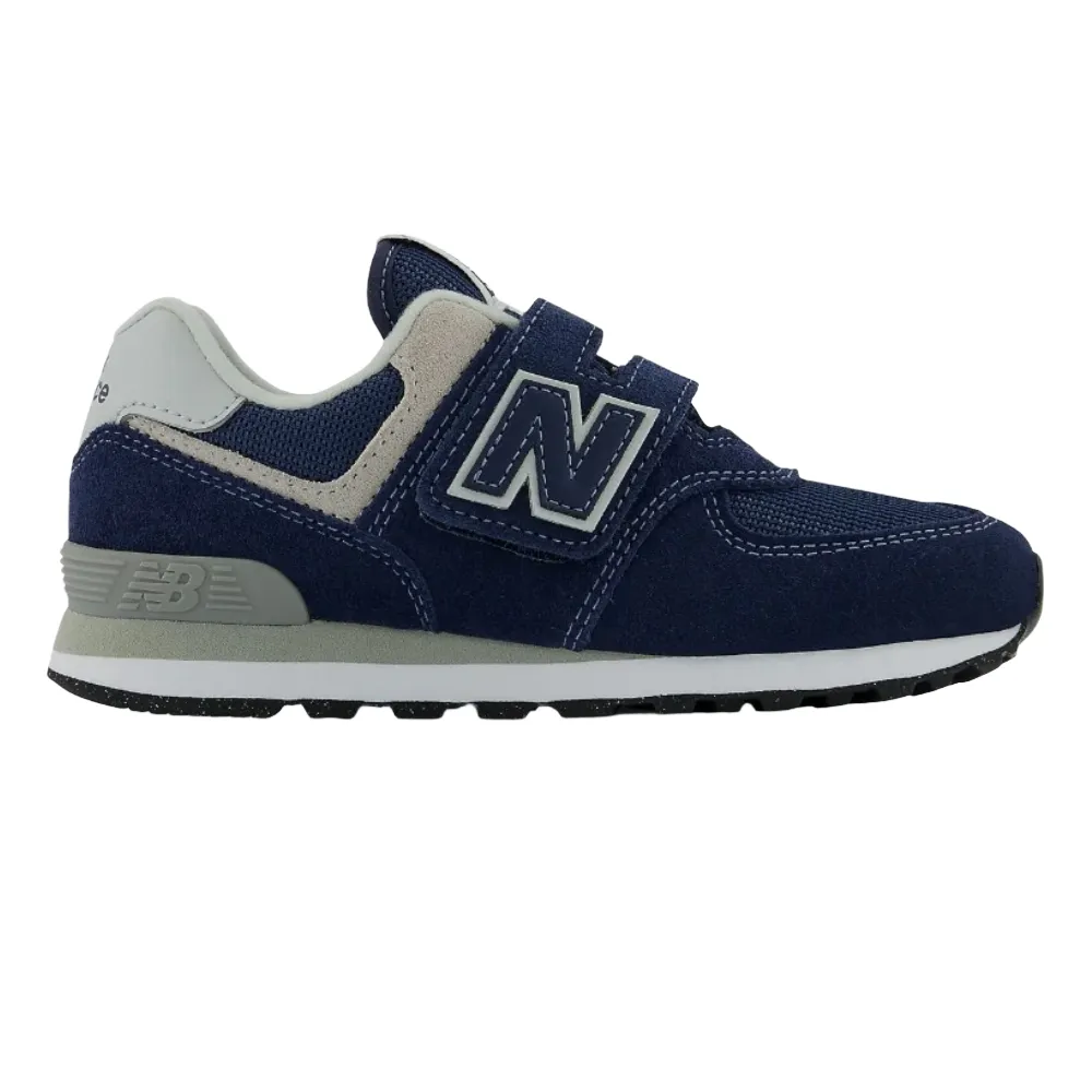 New Balance Little Boys 574 Core Hook & Loop Velcro Sneaker Navy / White Wide