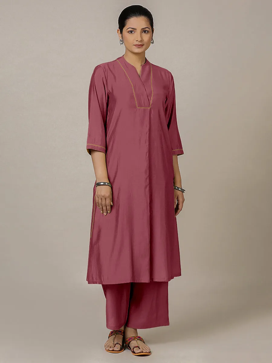 Paakhi x Rozaana | A Line Kurta in Rose Pink with Thread Work | Coords or Only Kurta