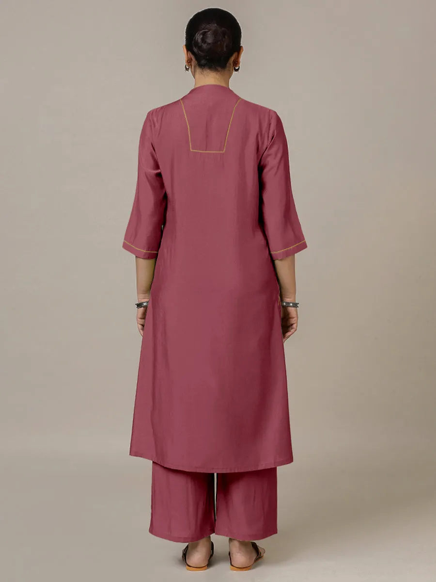 Paakhi x Rozaana | A Line Kurta in Rose Pink with Thread Work | Coords or Only Kurta