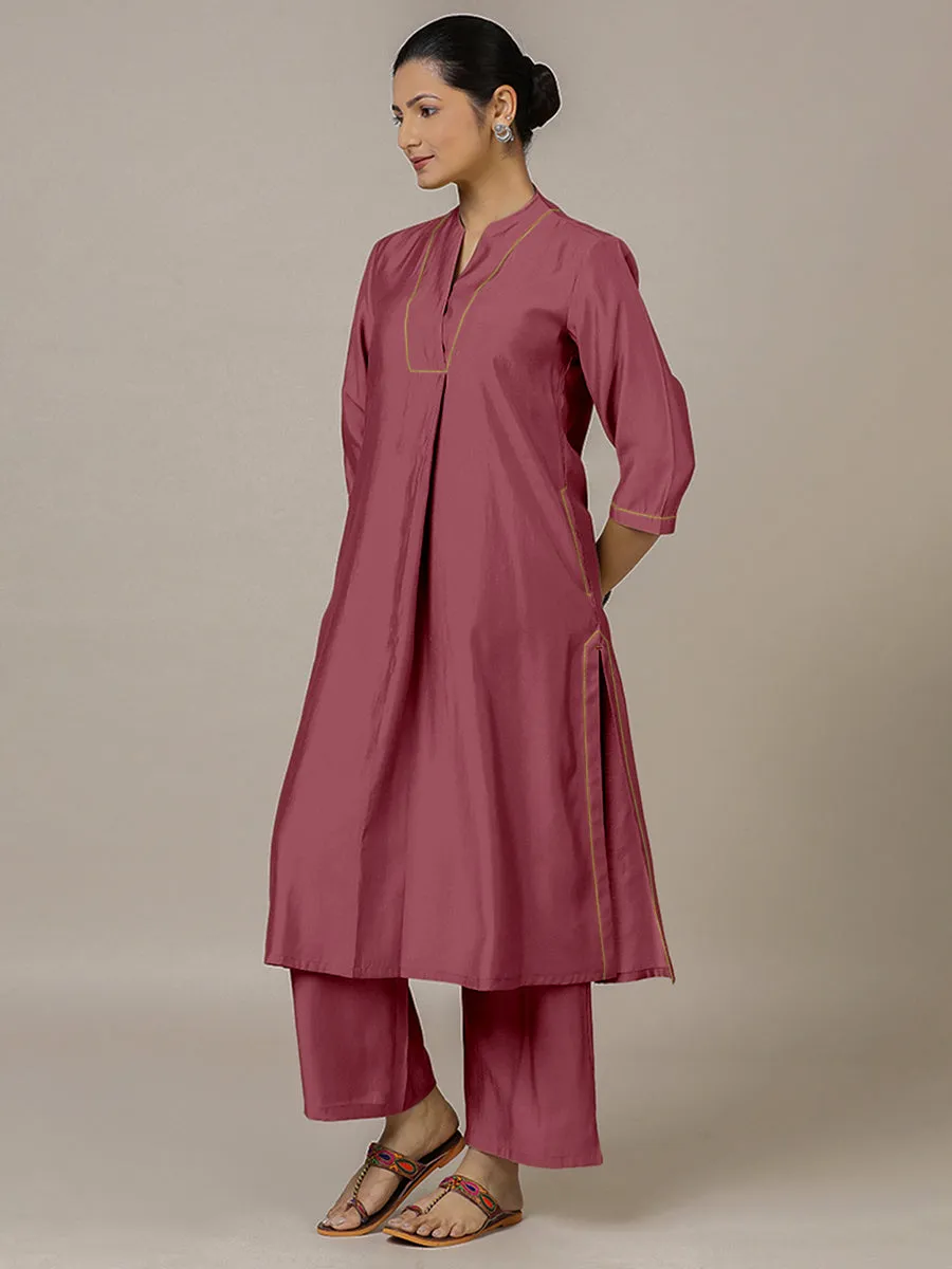 Paakhi x Rozaana | A Line Kurta in Rose Pink with Thread Work | Coords or Only Kurta