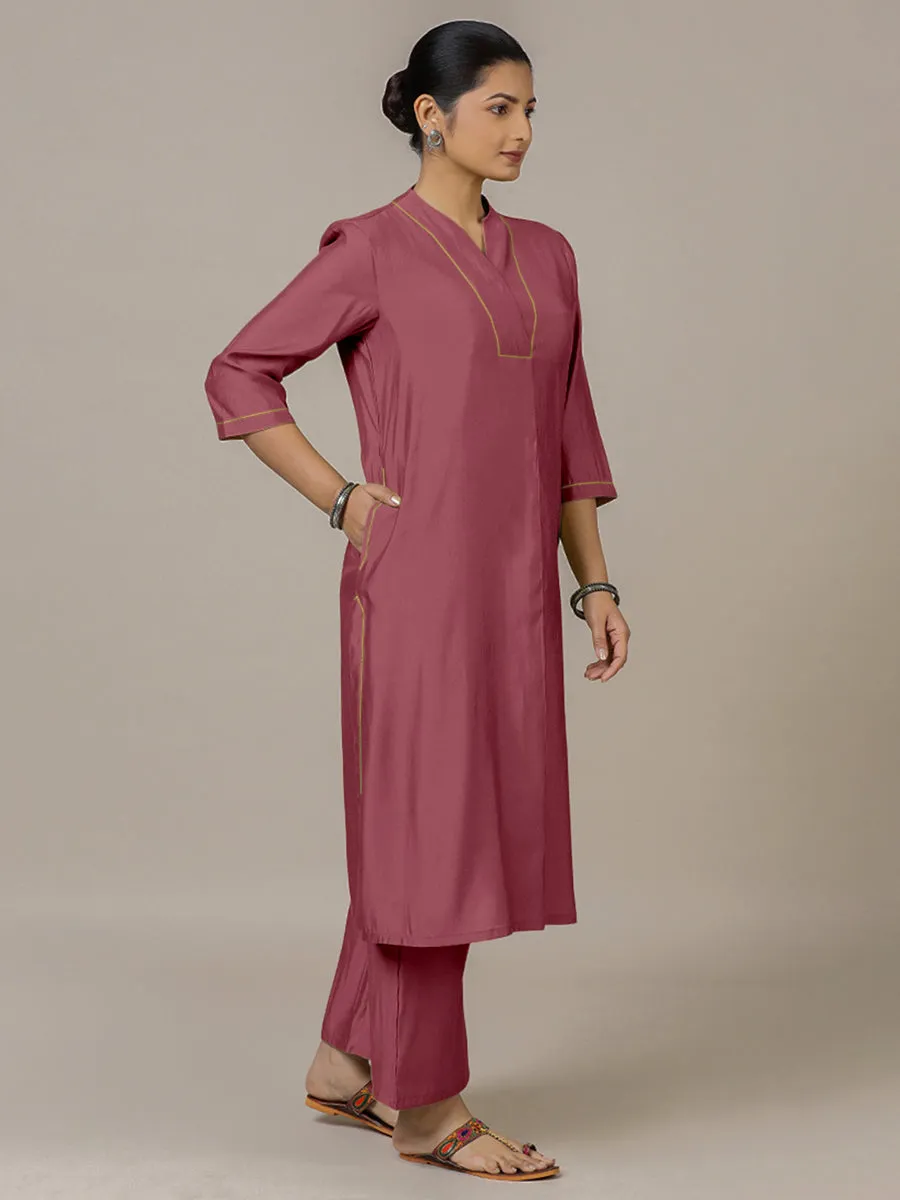 Paakhi x Rozaana | A Line Kurta in Rose Pink with Thread Work | Coords or Only Kurta