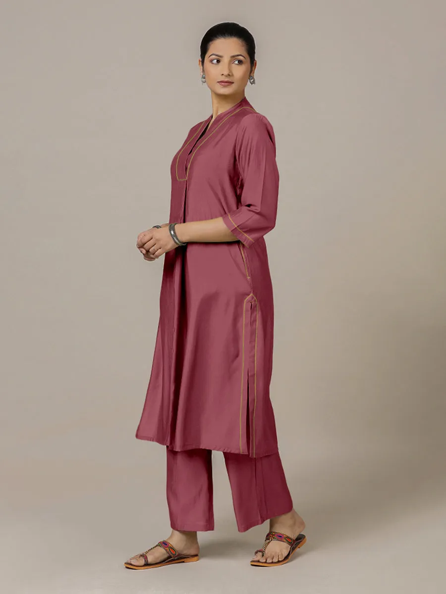 Paakhi x Rozaana | A Line Kurta in Rose Pink with Thread Work | Coords or Only Kurta