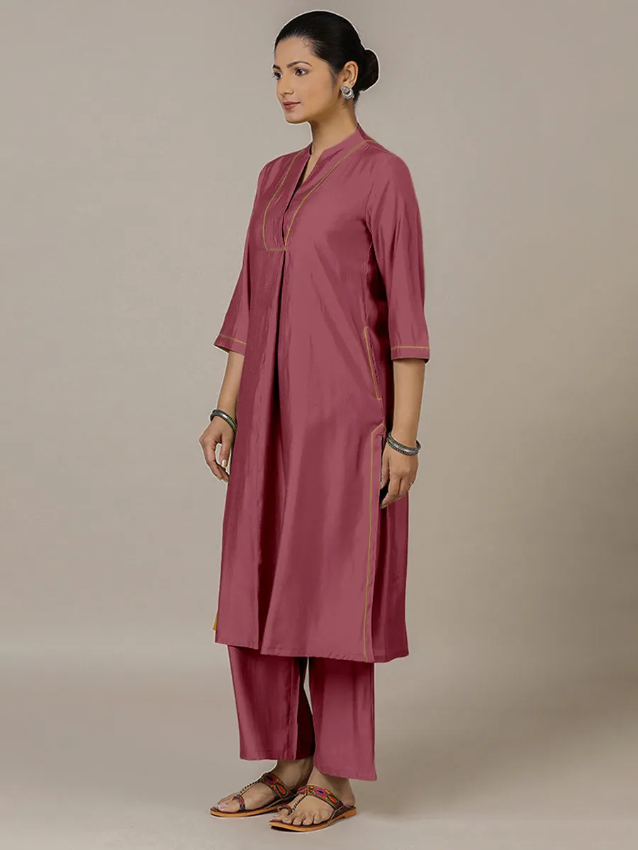 Paakhi x Rozaana | A Line Kurta in Rose Pink with Thread Work | Coords or Only Kurta