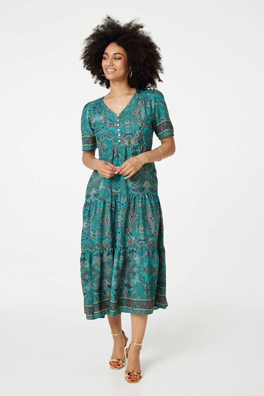 Paisley Short Sleeve Smock Dress