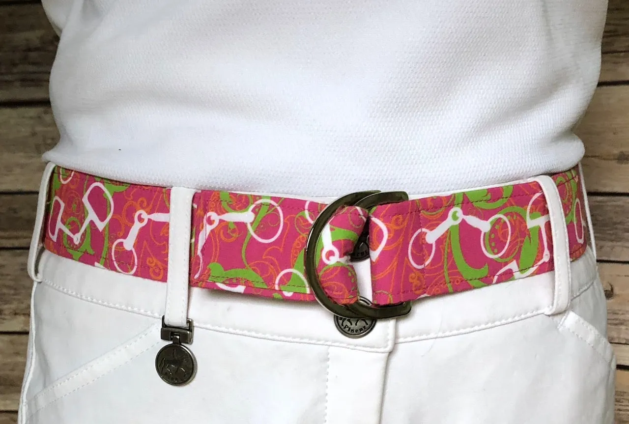 Pink and Green Swirly Bits Fabric Belt