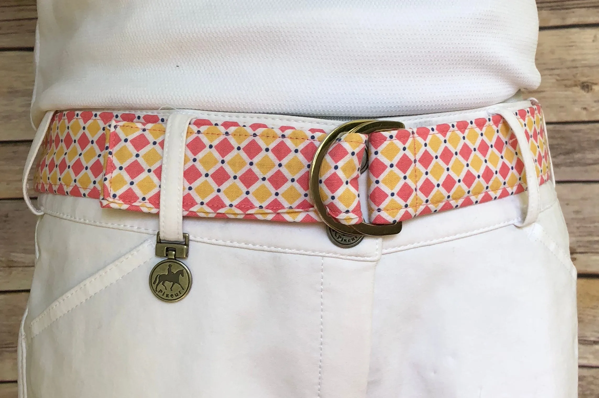 Pink and Yellow Diamond Fabric Belt