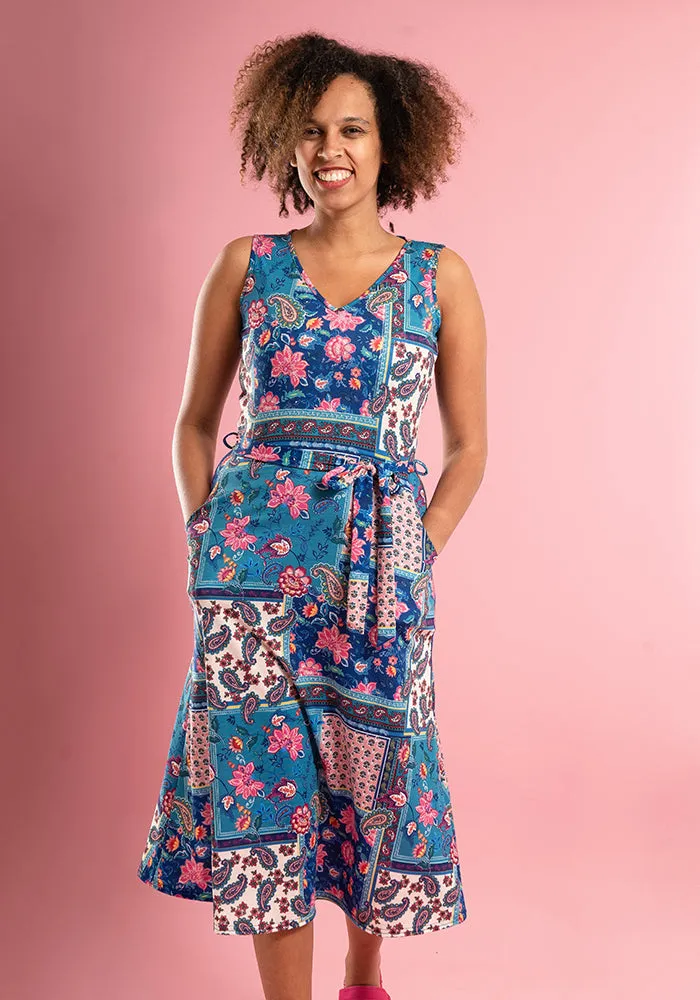 Polly Patchwork Print Midi Dress