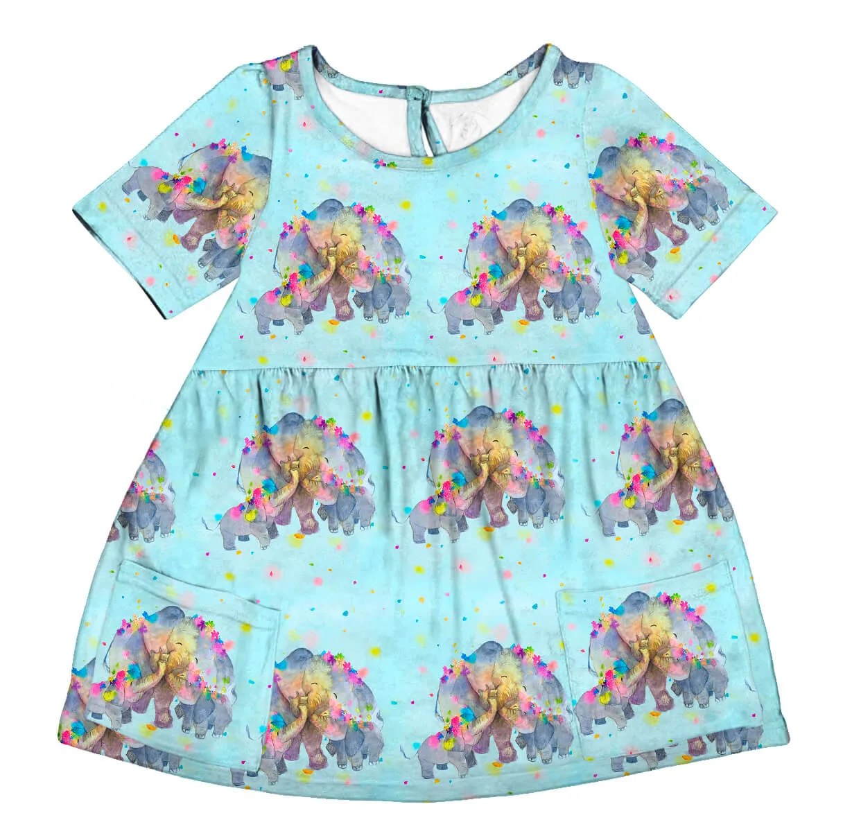 PREORDER Confetti Elephants Pocket Dress (Ships w/c 2nd Dec)