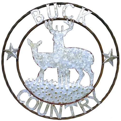 "Buck Country" Metal Wall Art - 24" Diameter