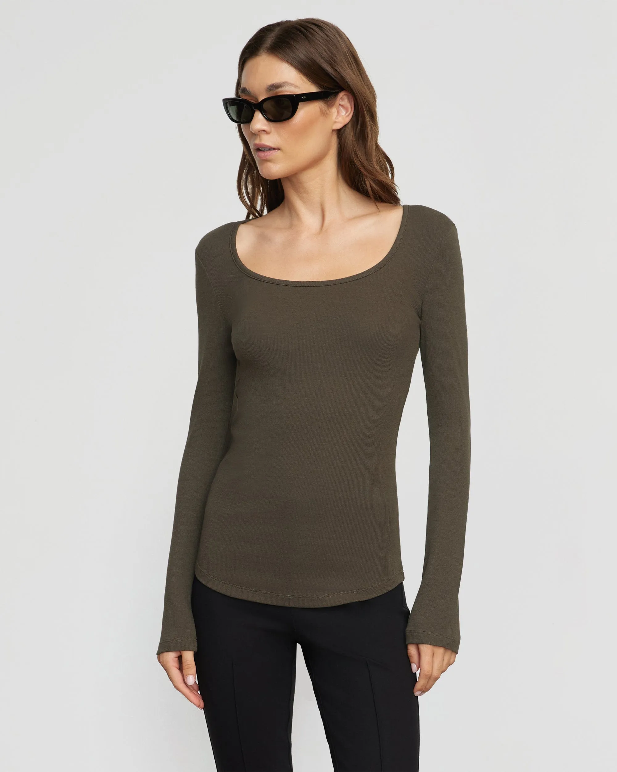 Rosa Ribbed Scoop-Neck Tee