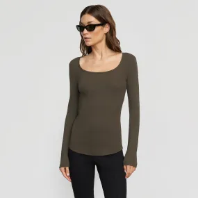 Rosa Ribbed Scoop-Neck Tee