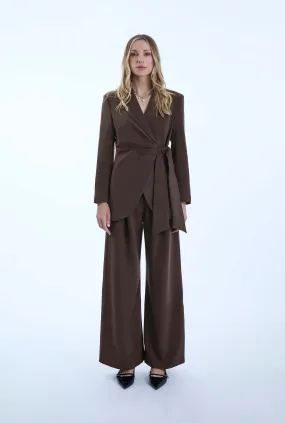 Side Brown Sash Blazer