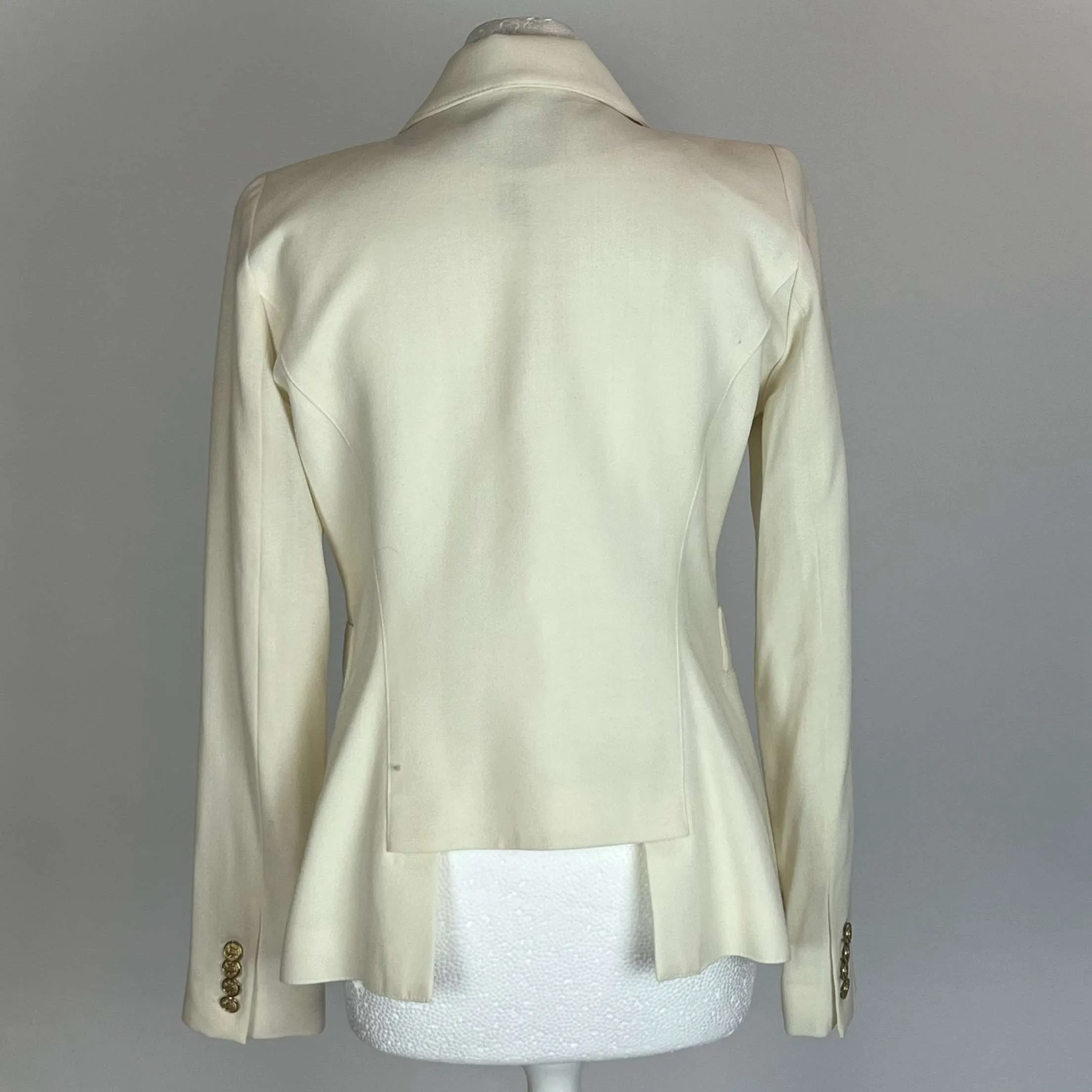 Smythe Cream Crepe Gold Button Blazer M/L