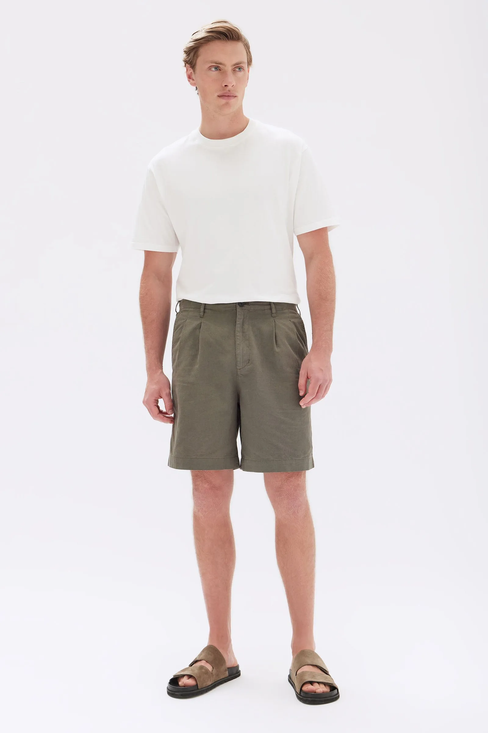 Stan Pleated Cotton Linen Short