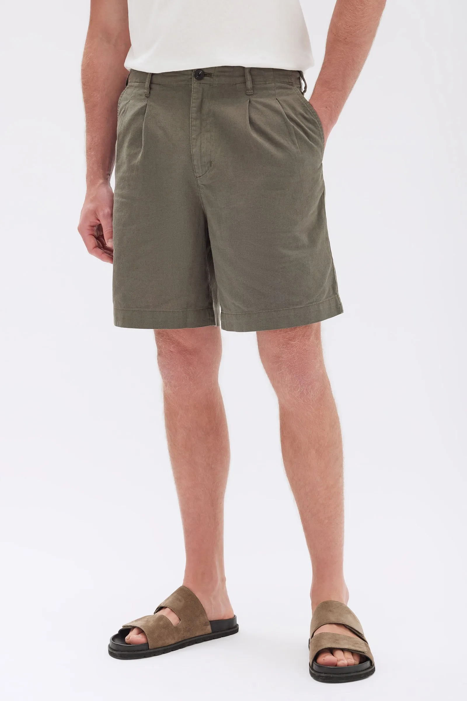 Stan Pleated Cotton Linen Short