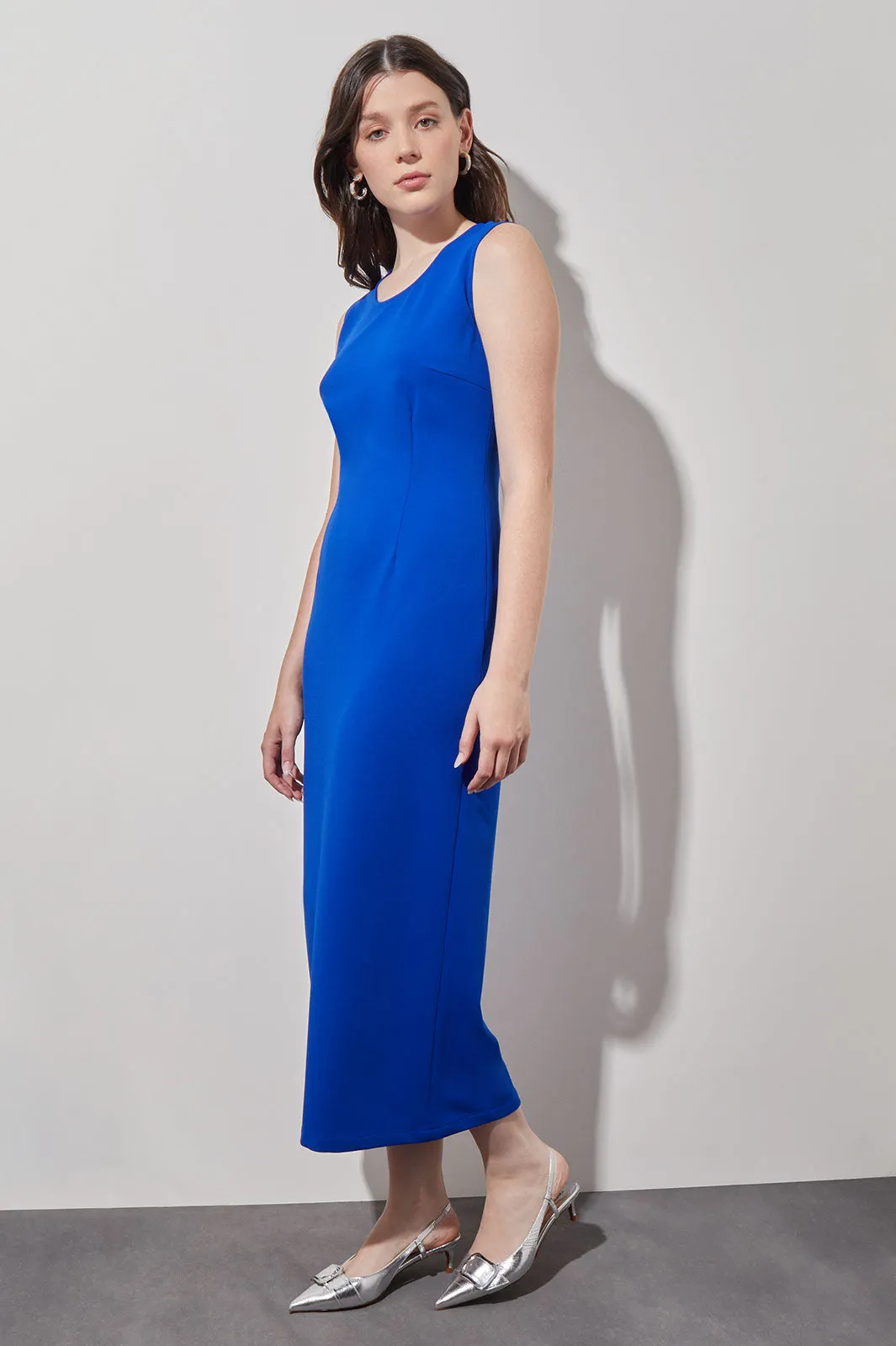 Stretch Deco Crepe Sheath Midi Dress