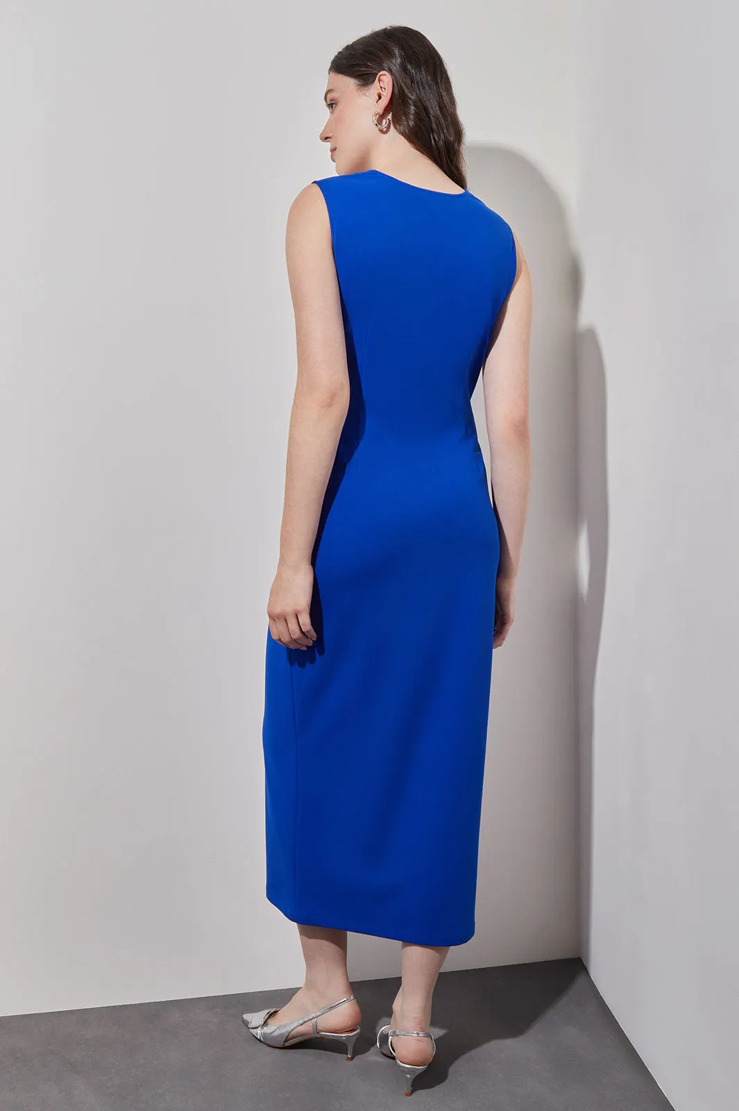 Stretch Deco Crepe Sheath Midi Dress